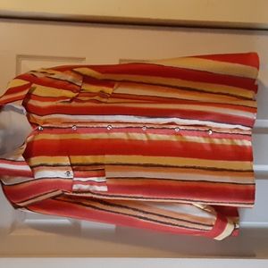 JONES NEW YORK ORANGE, YELLOW AND BLACK TOP STRIPED, Size 3X